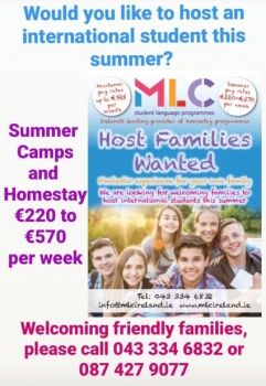 MLC are looking for Louth  families to host summer